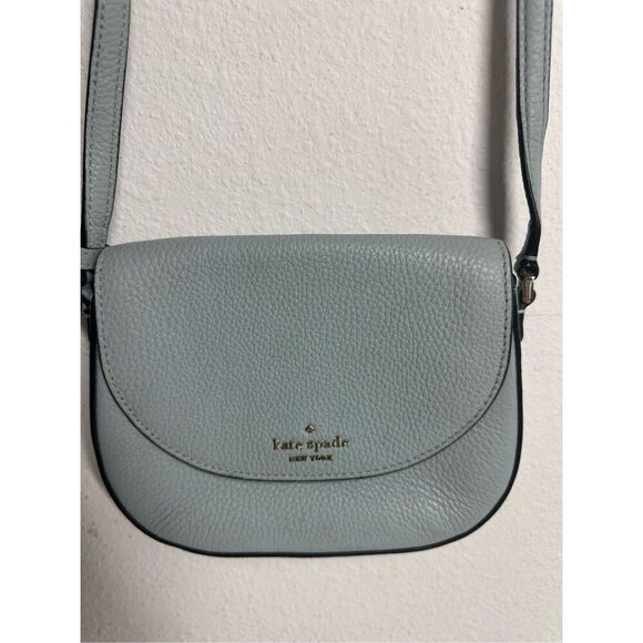 Kate Spade Leila Mini Flap Crossbody Avalon Mist Green Blue See Description - Picture 2 of 16